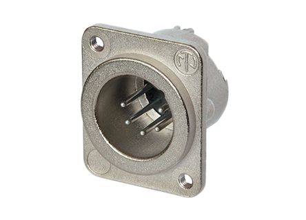 Neutrik Chassis Mount XLR Connector, Male, <50 V, 5 Way, Silver Over Nickel Plating
