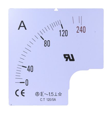 RS PRO Echelle De Compteur 300 A Ampèremètre à Panneau Analogique 96 X 96