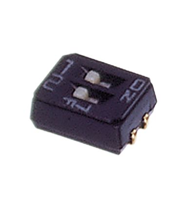 Nidec Components DIP-Schalter Gleiter 2-stellig, 1-poliger Ein/Ausschalter Kupferlegierung 100 MA @ 6 V Dc, 25 MA @