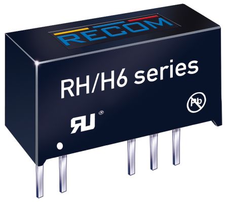 Recom RH DC-DC Converter, ±15V Dc/ ±33mA Output, ±13.5 V Dc, ±16.5 V Dc Input, 1W, Through Hole, +90°C Max Temp -40°C