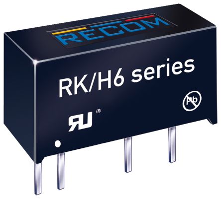 Recom RK DC-DC Converter, 12V Dc/ 84mA Output, 21.6 → 26.4 V Dc Input, 1W, Through Hole, +90°C Max Temp -40°C