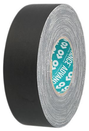 Advance Tapes Cinta Adhesiva De Tela, AT160 De Color Negro, 25mm X 50m, Grosor 0.33mm