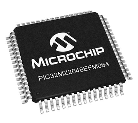 Microchip Mikrocontroller PIC32MZ MIPS® MicroAptiv™ 32bit SMD 160 KB (Boot-Flash), 2048 MB (Flash) TQFP 64-Pin 200MHz