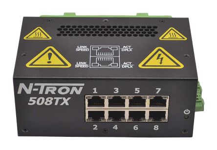 Red Lion Conmutador Ethernet 508TX-A, 8 Puertos RJ45, Montaje Carril DIN