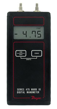 DWYER INSTRUMENTS 475-3-FM Differential Manometer With 2 Pressure Port/s, Max Pressure Measurement 7.22psi