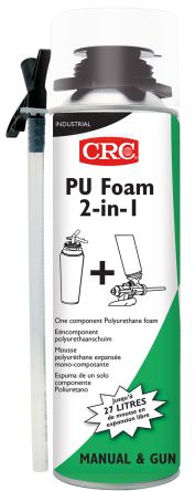 CRC Espuma De Poliuretano Verde PU Foam 2-in-1, Aerosol De 500 Ml, Para Relleno, Fijación, Aislamiento, Modelado