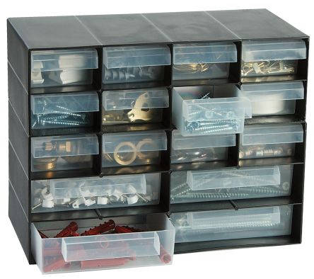 Rs Pro Black Pp 16 Drawer Unit 210mm X 270mm X 130mm Rs Components