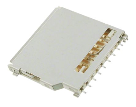 TE Connectivity SD-Karte Speicherkarten-Steckverbinder Buchse, 9-polig / 1-reihig, Raster 1.7mm, Push/Pull