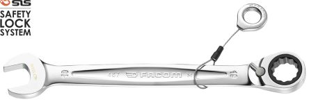 Facom, SW 21 Mm Gabel‑Ring Ratschenschlüssel Doppelseitig, Höhensicher, Länge 288 Mm