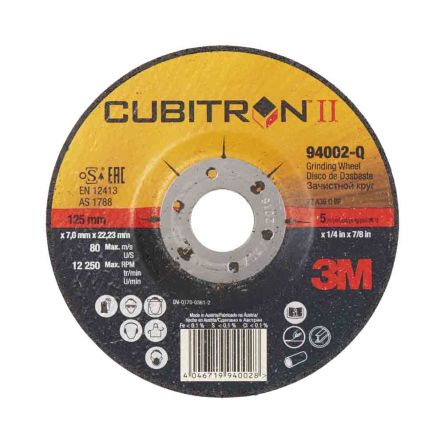 3M, 砂轮, Cubitron™ II系列, 直径115mm, 宽度1mm, 研磨材料氧化铝, 精细等级, 最大安全速度12250rpm