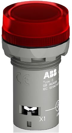 ABB Leuchtmelder 230V Ac Rot, Ausschnitt-Ø 22mm LED Tafelmontage Schraub