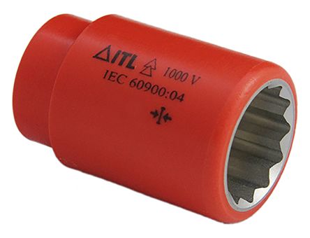 ITL Insulated Tools Ltd 1/2 In Drive 27mm Insulated Standard Socket, 12 Point, VDE/1000V, 55 Mm Overall Length