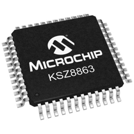 Microchip Circuit Intégré Pour Commutateur Ethernet, KSZ8863MLLI, MII,MIIM,SNI, 10Mbps LQFP 1,8 V, 3,3 V, 48 Broches