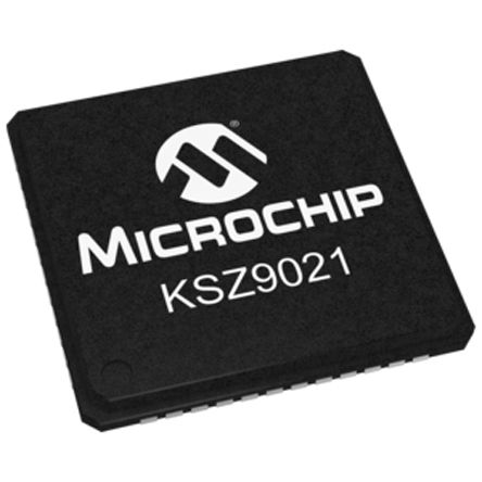 Microchip Transceptor Ethernet KSZ9021RNI, IEEE 802.3, 1 Canales, 2,5 V, 3,3 V, QFN, 48 Pines
