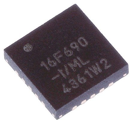 Microchip Microcontrôleur, 8bit, 256 B RAM, 4096 X 14 Mots, 256 B, 20MHz, QFN 20, Série PIC16F