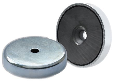 2 New Eclipse 63mm Dia Ferrite Shallow Pot Magnet with M8 Hole E871 35kg Pull 
