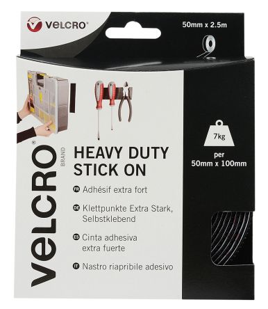 Velcro Heavy Duty Druckverschluss Klettband, 50mm X 2.5m, Schwarz