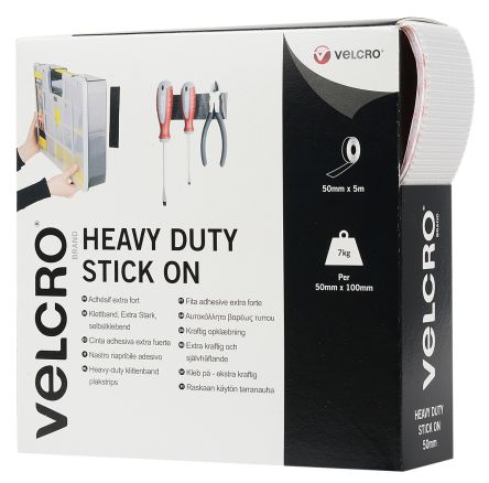 Velcro White Hook & Loop Tape, 50mm X 5m