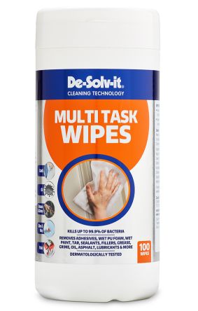 Mykal Industries Toallitas Desechables Para Limpieza General De-Solv-it De Color Blanco, En Caja Dispensadora De 100
