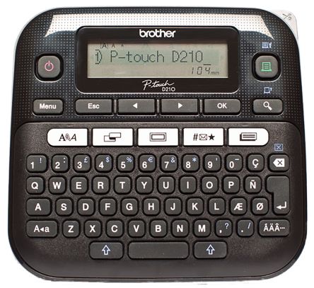 Brother PT-D210 Etikettendrucker Bis 12mm Etiketten 180dpi Tragbar Mit Tastatur, UK-Netzstecker Mit QWERTY Tastatur