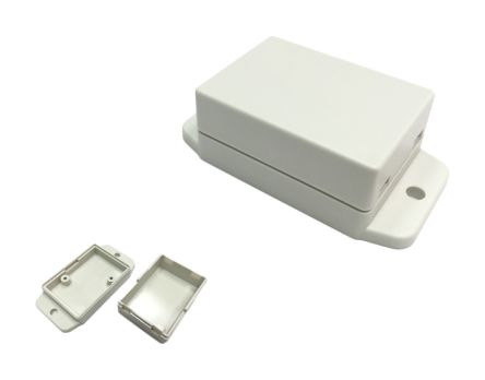 RS PRO White ABS Enclosure, Flanged, White Lid, 50 X 35 X 22mm