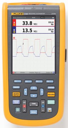 Fluke 123B Handheld Oszilloskop 2-Kanal Analog 20MHz, ISO-kalibriert CAN, RS232, RS422, RS485, USB