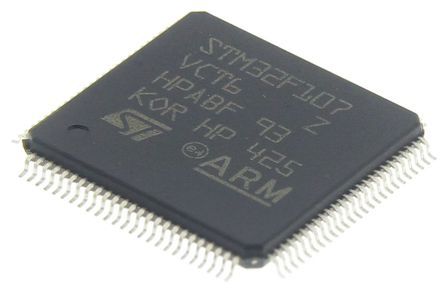 STMicroelectronics Microcontrolador STM32F107VCT6, Núcleo ARM Cortex M3 De 32bit, RAM 64 KB, 72MHZ, LQFP De 100 Pines