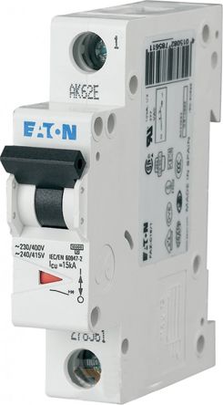 Eaton Interruptor Automático 1P+N, 13A, Curva Tipo C, Poder De Corte 10 KA, XEffect, Montaje En Carril DIN