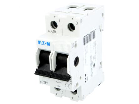 Eaton 2P Pole Isolator Switch - 32A Maximum Current, IP40