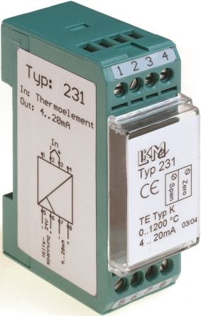 LKMelectronic Temperatur-Messumformer 24 VDC, Für Thermoelemente Typ E, J, K, L, N, T Und U