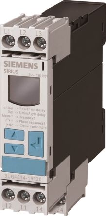 Siemens 3UG4 Überwachungsrelais 160 → 690V Ac 3-phasig, 2-poliger Wechsler Unterspannung DIN-Schienen