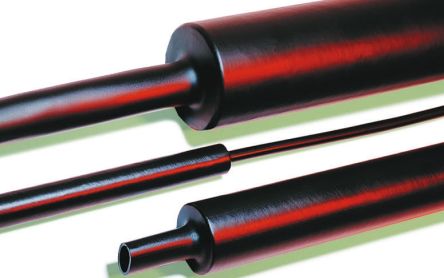 HellermannTyton Halogen Free Heat Shrink Tubing, Black 95mm Sleeve Dia. X 1m Length 4:1 Ratio, MU47 Series