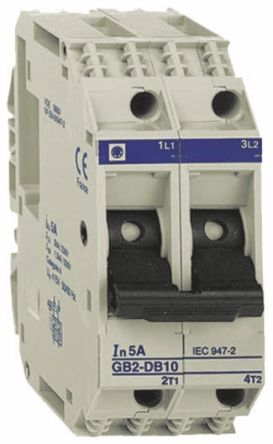 Schneider Electric Thermal Circuit Breaker - GB2 2 Pole 277V Ac Voltage Rating DIN Rail Mount, 3A Current Rating