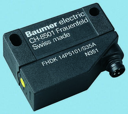 Baumer FZDK 14P Kubisch Optischer Sensor, Diffus, Bereich 5 Mm → 600 Mm, PNP Ausgang, 4-poliger M8-Steckverbinder