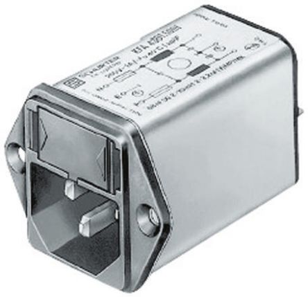 Schurter C14 IEC Filter Stecker, 250 V Ac / 1A, Tafelmontage / Lötanschluss