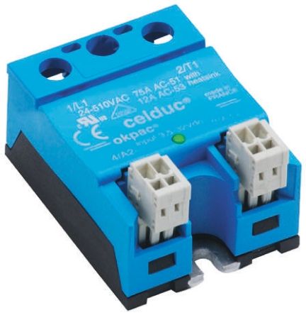 Celduc SOR Series Solid State Relay, 75 A Load, Panel Mount, 510 V Rms Load, 32 V Control
