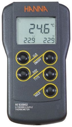 Hanna Instruments Digital Thermometer, HI 935002, 2-Kanal Bis +1350°C ±0,2 % Max, Messelement Typ K