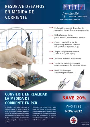 Aim-TTi Sonda Amperimétrica I-prober 520, Corriente Ac/dc, DC → 2 Hz, DC → 5 MHz, DC → 500kHz, CAT