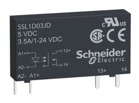 Schneider Electric Relè A Stato Solido SSL1D03JD, Montaggio Su Circuito Stampato, 3,5 A, 24 V C.c., C.c., SPST Harmony Relay