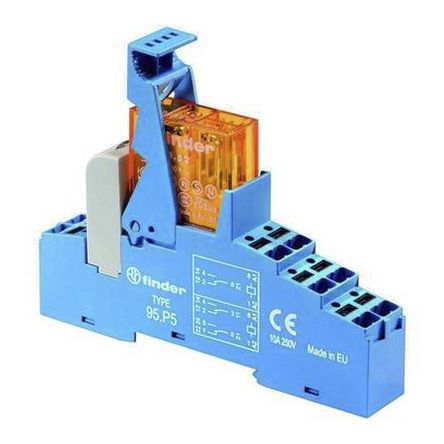 Finder 48 Series Interface Relais, 250V Ac / 400V Ac 24V Ac, DPDT-2C/0 DIN-Schienen 250V Ac