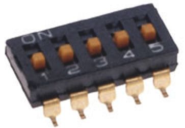 Omron DIP-Schalter Gleiter 2-stellig, 2-poliger Ein/Ausschalter, Kontakte Vergoldet 25 MA @ 24 V Dc, Bis +70°C
