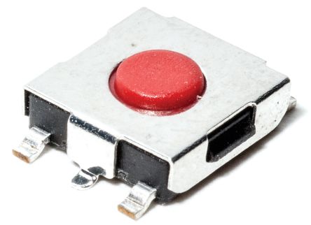C & K IP40 Red Button Tactile Switch, SPST 50 MA 3 (Dia.)mm Surface Mount