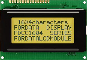 Fordata LCD 图形显示器, FC系列, LCD显示, 4行16个字符, 可视区域62 x 25mm