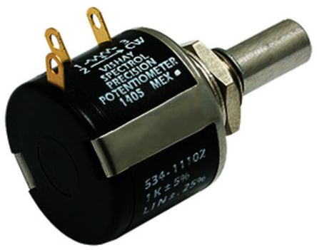 Vishay 535, Tafelmontage 5-Gang Dreh Potentiometer 10kΩ ±5% / 1.5W, Schaft-Ø 6,35 Mm