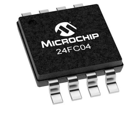 Microchip Circuit EEPROM, 24FC04-I/MS, 4Kbit, Série-2 Fils MSOP, 8 Broches, 8bit