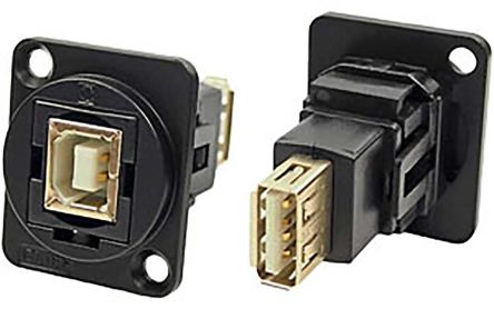 RS PRO Conector USB De Paso, Hembra A Hembra,, 1 Puerto Puertos, Recta, Montaje En Panel, Versión 2.0, 30 V Ac, 1.5A