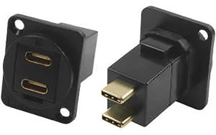 RS PRO USB-Durchführung C, 2-Port Buchse/Stecker / 3.0A, Tafelmontage