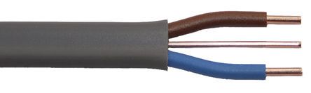 Prysmian Netzkabel, 2+E-adrig Typ Zwillings- Und Massekabel Grau X 1 Mm² /Ø 4.5 X 8.2mm 16 A, 100m, 500 V, PVC