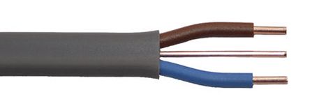 Prysmian Cable De Alimentación De 2 Núcleos, 6 Mm², Ø Ext. 7 X 18.1mm, Long. 100m, 500 V / 47 A, Funda De PVC, Gris
