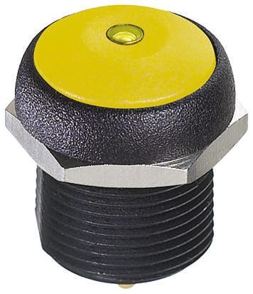APEM Illuminated Push Button Switch, Momentary, Panel Mount, 14.8mm Cutout, SPST, Yellow LED, 250V Ac, IP67